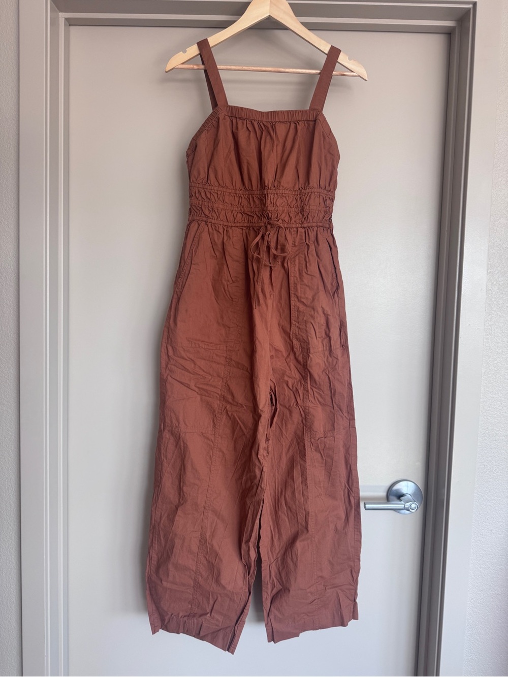 Universal Thread Rust Brown Cotton Smocked Jumpsuit Size M